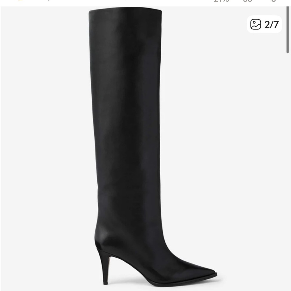 Tamara Mellon Trinity Black Leather Heeled Boots - Picture 2 of 14